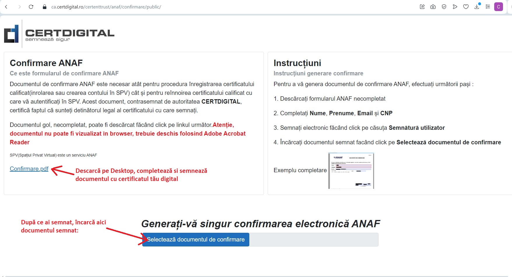Confirmare ANAF Confirmare ANAF